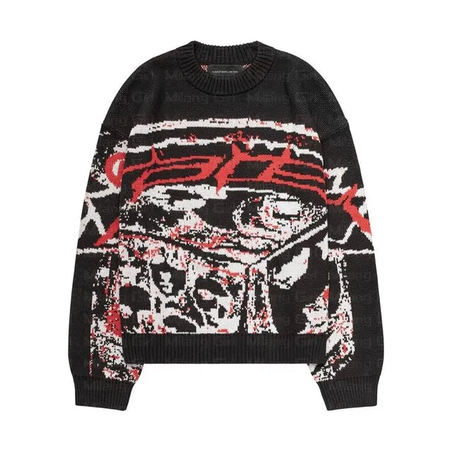 "RACER" KNITTED GRAPHIC SWEATER