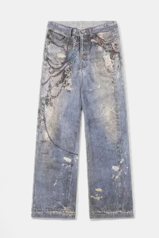 "CHAINED" BAGGY JEANS