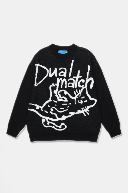 "DUAL CAT" KNIT SWEATER
