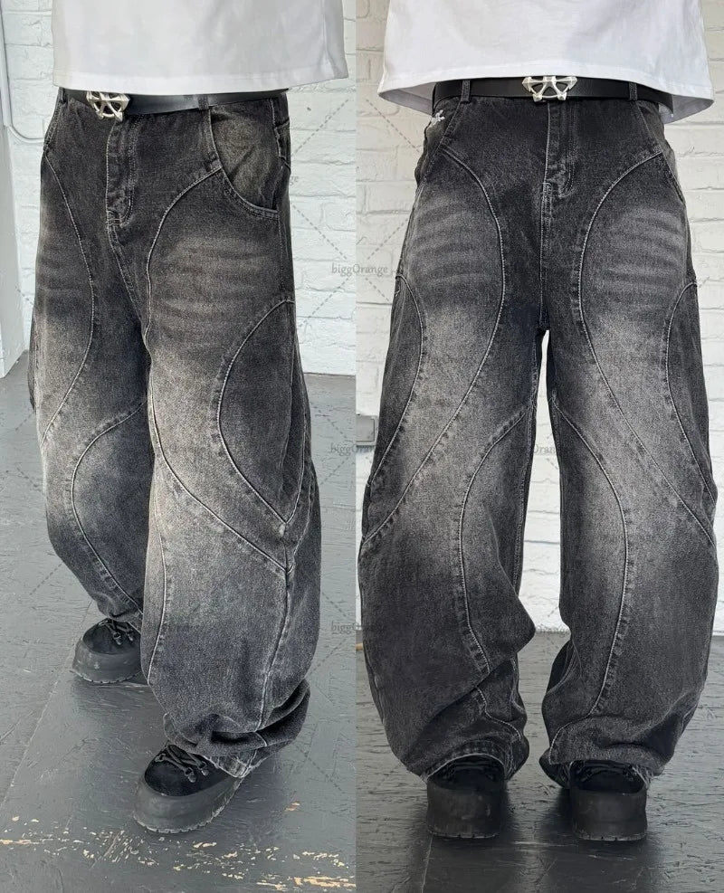 "MOSO" WASHED BAGGY JEANS