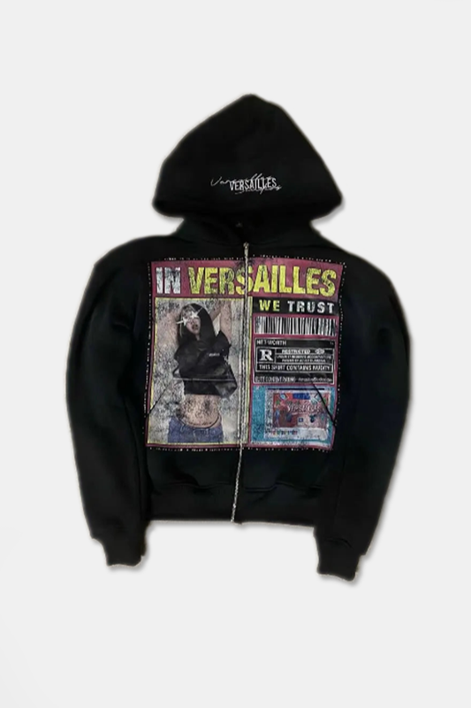 "IN VERSAILLES WE TRUST" GRAPHIC ZIPPER